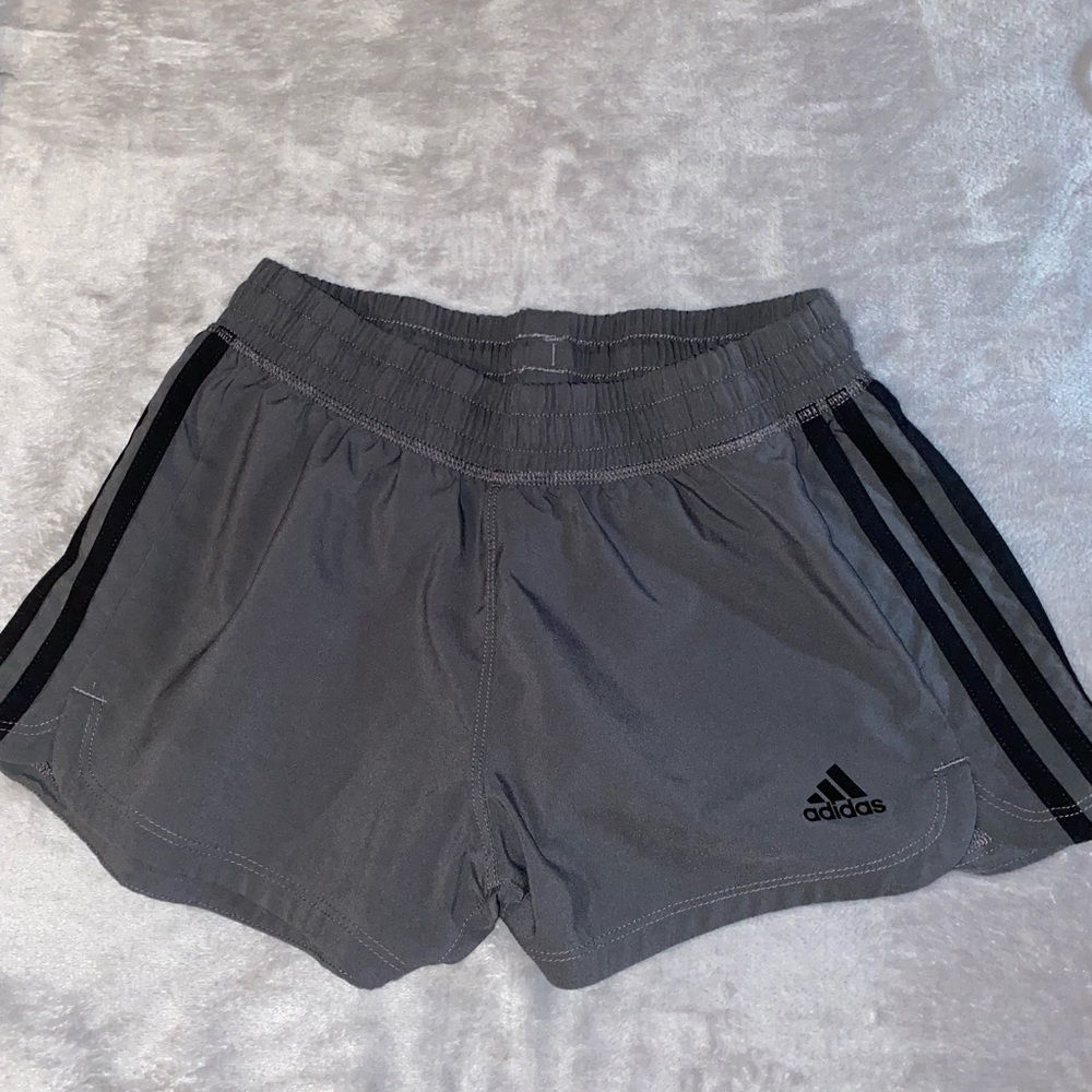 gray adidas athletic shorts